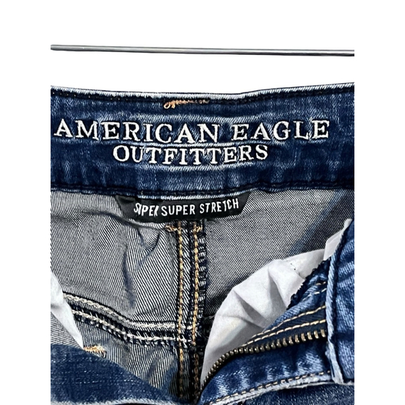 American Eagle Super Super Stretch Distressed Cutoff Denim Jean Shorts Size 2 - Picture 4 of 6